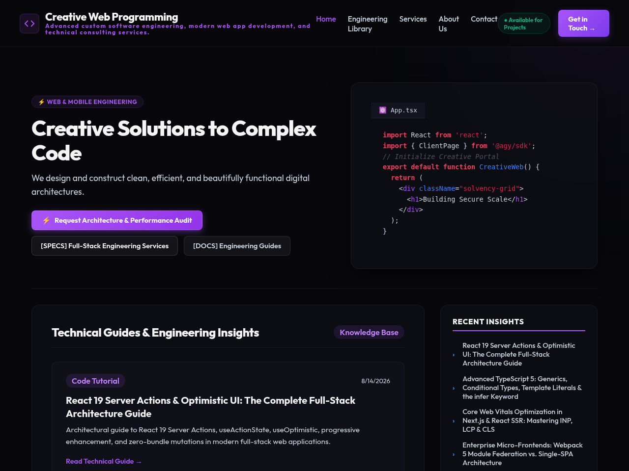 Creative Web Programming Engineering Desk